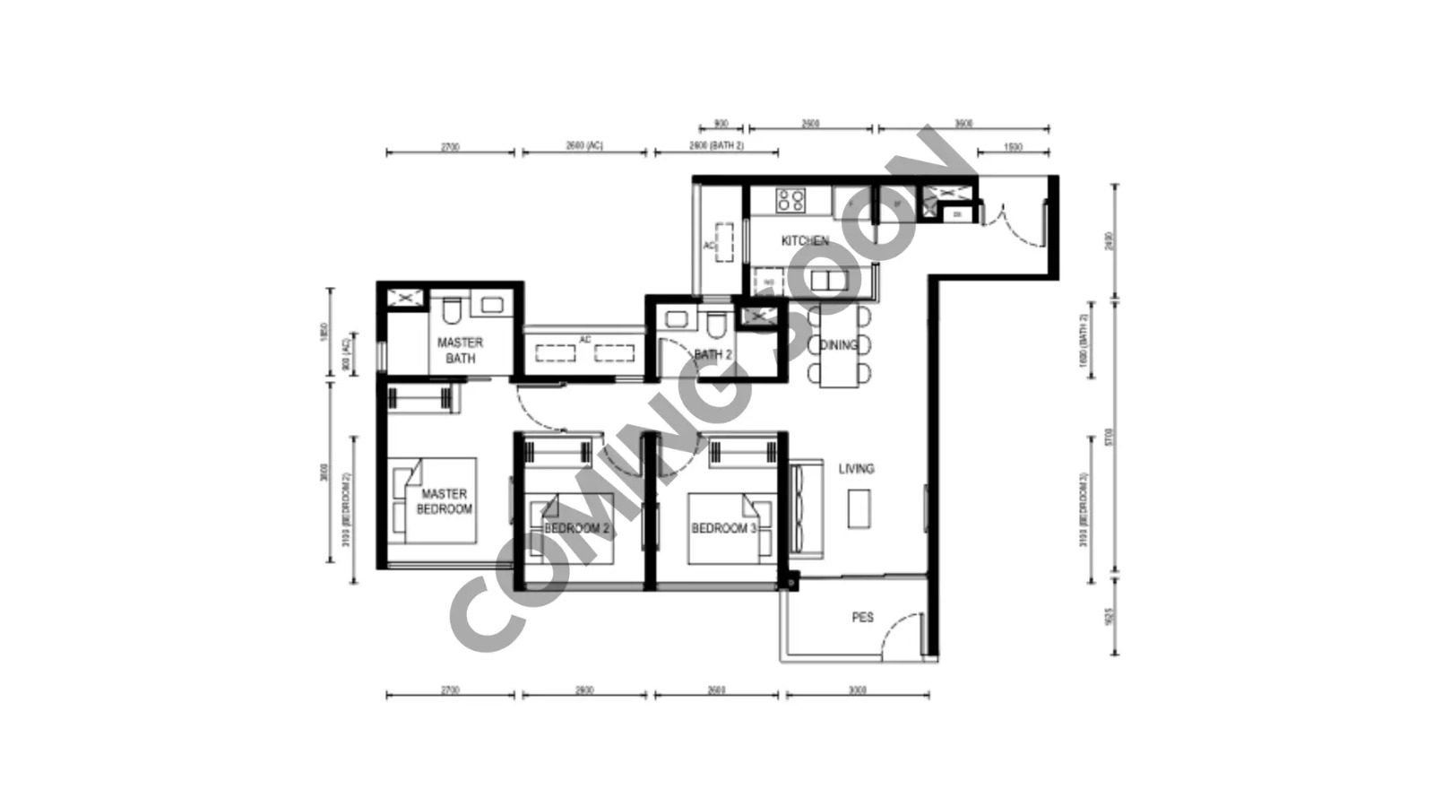 Thomson Reserve 3 Bedroom indicative floorplan