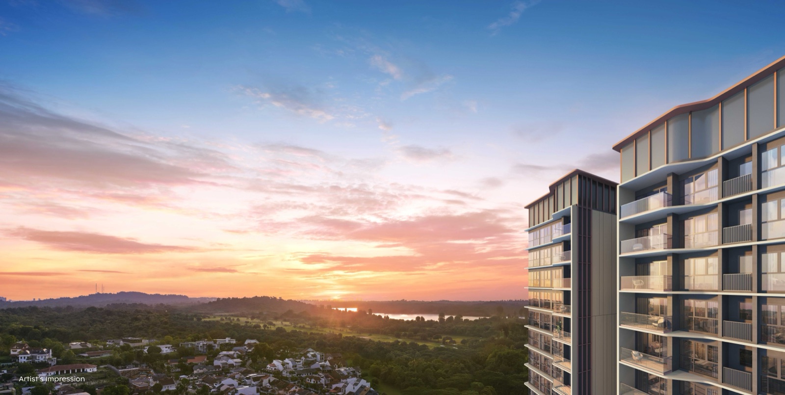 Thomson Reserve — twilight exterior view artist's impression